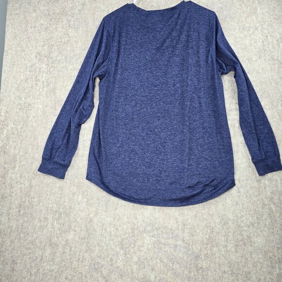 Temofon Womens Long Sleeve Lightweight Top Heathered Blue Crew Neck Rayon Blend - Picture 2 of 6